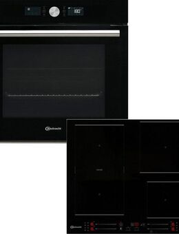 BAUKNECHT Backofen-Set BAKO 4 PF16 BLACK, mit 2-fach-Teleskopauszug, Pyrolyse-Selbstreinigung, PowerHeißluft