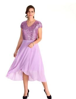 HERMANN LANGE Collection Paillettenkleid mit raffiniertem Materialmix aus Paillette und Chiffon