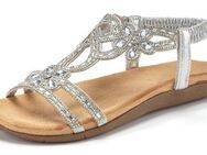 Vivance Sommerschuh Sandale Sandalette, Sommerschuh mit elastischen Riemen & Glitzersteinen VEGAN