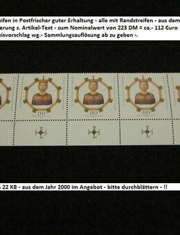 Briefmarken BRD 2000 - 31 St.- 5er Streifen mit Rand - Jahrgang 2000 - Mahlberg