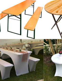 Bierzeltgarnitur, Stehtisch und Hussen mieten | leihen - Obertshausen Zentrum