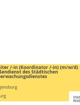 Sachbearbeiter /-in (Koordinator /-in) (m/w/d) für den Außendienst des Städtischen Verkehrsüberwachungsdienstes - Regensburg