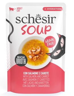 Sparpaket Schesir Cat Soup 24 x 40 g - Lachs und Karotte