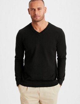 H.I.S Strickpullover mit V-Ausschnitt, Pullover aus Feinstrick, Baumwollmischung