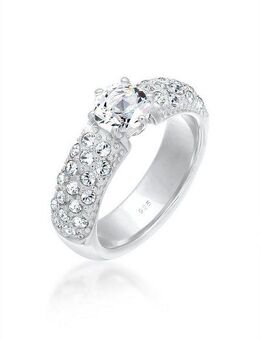 Elli Premium Verlobungsring Weiß 925 Sterling Silber, mit Kristallen von Swarovski®