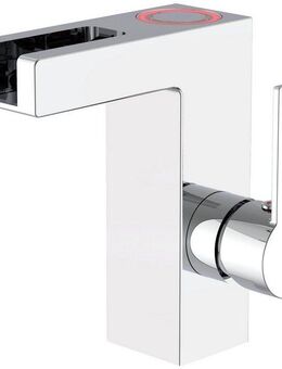 Schütte Waschtischarmatur Wasserhahn mit LED-Schwallauslauf, Mischbatterie Waschbecken, Chrom