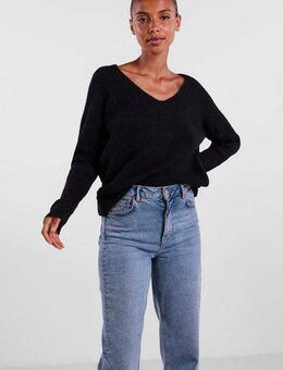 pieces V-Ausschnitt-Pullover PCELLEN LS V-NECK KNIT NOOS BC mit Wolle