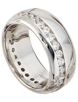 JOBO Silberring, breit 925 Silber mit Zirkonia rundum