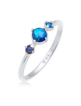 Elli Fingerring Opal Rund Trio Vintage 925er Silber