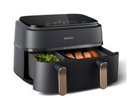 Philips Heißluftfritteuse Airfryer 3000 Dual Basket NA352/00, zwei Körbe mit 9L (3L+6L), 2750 W, RapidAir Technologie und 12 Kochfunktionen, Schwarz