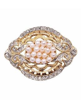 Firetti Brosche Schmuck Geschenk Ansteckschmuck Oval Glitzersteine, mit Strassstein - mit Süßwasserzuchtperle