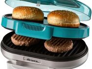 Ariete Hamburger Maker 205B Party Time Hambuger Maker, blau, 1200 W, 2 Grillplatten: unten für Burger und oben für Hamburger Brötchen