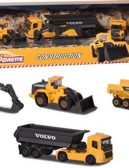 majORETTE Spielzeug-LKW Volvo Fahrzeuge-Set - Baustellenfahrzeuge 4er, aus Metall