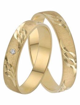 Firetti Trauring Schmuck Geschenk Gold 375 Hochzeit Ehering "LIEBE" Welle, Made in Germany, wahlweise mit oder ohne Brillant