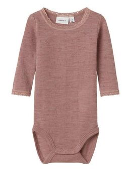 Name It Langarmbody NBFWANG WOOL NEEDLE LS BODY SOLID NOOS aus reiner Merinowolle