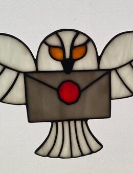 Fensterbild aus Tiffanyglas Eule Hedwig - Krefeld