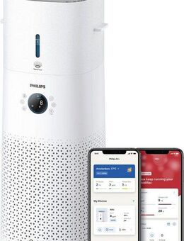 Philips Kombigerät Luftbefeuchter und -reiniger AC3737/10 3000 Series, für 131 m² Räume, mit 505 m³/h CADR und 650 ml/h Befeuchtungsrate, WLAN, Air+ App