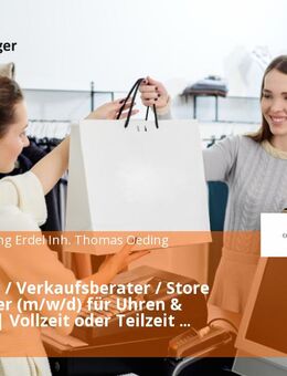 Verkäufer / Verkaufsberater / Store Mitarbeiter (m/w/d) für Uhren & Schmuck | Vollzeit oder Teilzeit (mind. 4 Tage) Osnabrück - Osnabrück