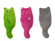 Aumüller Katzenspielkissen Plüschkatzen - 3er Set