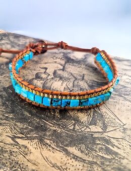 Elegante Armband Modeschmuck Türkis Blau Braun Armreif Naturstein Armschmuck 17,90 €* - Villingen-Schwenningen
