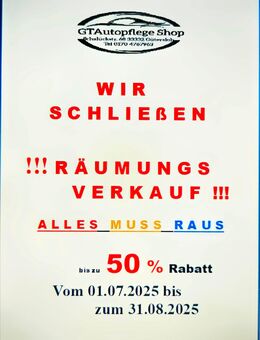 !!!ALLES MUSS RAUS !!! Wir schließen unser Geschäft GTAutopflege Shop ,alles muß Raus - Gütersloh
