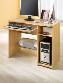VOGL Möbelfabrik Schreibtisch Sam, mit Tastaturauszug & Towerfach, geschwungene Tischplatte, Breite 91 cm