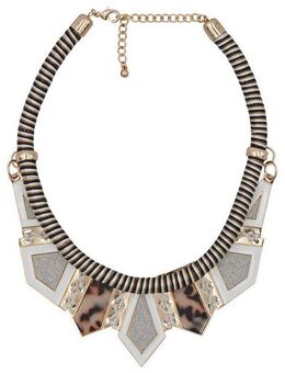 Steuer Collierkettchen Textilcollier gestreift, mit Metallelement goldfarben