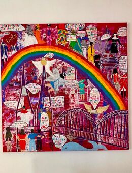 „Kölncartoon“ mit Acryl auf Leinwand gebannt. Bild 1x1m - Rösrath Zentrum