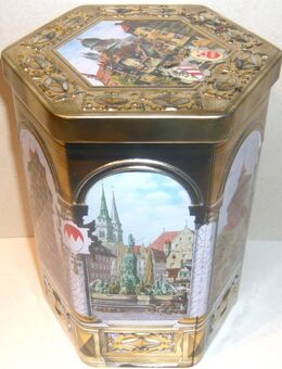 Alte Lebkuchen Blechdose 6eckig Schmidt Elisen Nürnberg Deko Vintage Sammler - Amberg