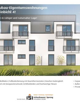 Manching! 2-ZKB Obergeschoss-Whg. mit 5,85 m² West-Balkon, Fußbodenheizung, elektrische Rollläden, Videosprechanlage, Keller und Dusche bodengleich! - Manching