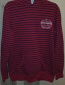 Pink gestreifter Hoodie/Kaputzenpullover von Manguun Teens Größe 158/164 in 64283