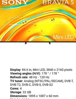 Fernseher K-85XR5 (85",Brava 5,Mini-LED,4K,2025) - Hamburg