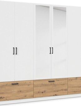 rauch Drehtürenschrank Kleiderschrank Schrank Garderobe Wäscheschrank BARI mit Spiegel mit Schubkästen und modernem Griff in Graumetallic MADE IN GERMANY