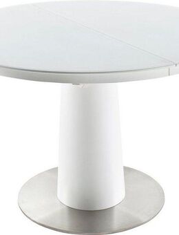 MCA furniture Esstisch Waris, Esstisch Rund mit Synchronsauszug, Weiß matt mit Sicherheitsglas