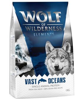 Wolf of Wilderness Adult "Blue River" Lachs - getreidefrei - 1kg Fisch Elements Sensitiv ("Vast oceans" Herring))