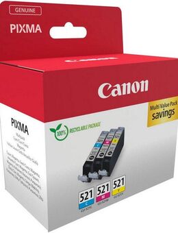 Canon CLI-521 C/M/Y Multipack Tintenpatrone (Packung, 3-tlg)