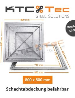 SAB-80 Stahl Schachtabdeckung verzinkt befahrbar 800 x 800 mm - Hiddenhausen