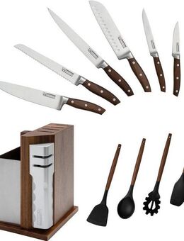 Carl Schmidt Sohn Messerblock Soltau (12tlg), inkl. allen wichtigen Messertypen u. zusätzlichen div. Küchenhelfern