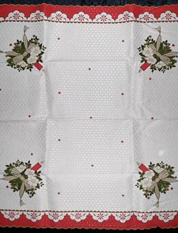 Weihnachtliche Tischdecke / Überdecke in Rot / Weiß, ca. 72 x 80 cm - Hürth