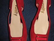 NEU * Stylisch * ausgefallen * edel * Spangen * Echt- Leder * Pumps * Schuhe "Vanity" Italy * Gr. 37/ 4 * rot * gold * - Riedlingen