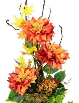 Kunstblume Dahlien-Arrangement in Pflanzschale Gesteck aus künstlichen Blumen, I.GE.A., Höhe 50 cm, Herbstgesteck Künstliche Dekorationen Herbst Blumendekoration