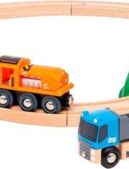 BRIO® Spielzeug-Eisenbahn BRIO® WORLD, Starterset Güterzug mit Kran A, (Set, 14-tlg), Made in Europe, FSC® - schützt Wald - weltweit