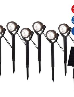 näve LED Solarleuchte Nomi, Ein-/Ausschalter, Tageslichtsensor, LED fest integriert, Warmweiß, Erdspieß 6er Set, inkl. Dämmerungssensor, Abstrahlwinkel: 90°, schwarz