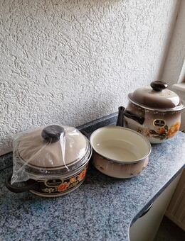 Drei Kochtöpfe, Stahlemaille, unbenutzt, WMF - Ulm