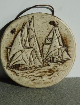 Wandkeramik Schiffe Reliefbild 17 cm Kunsthandwerk Keramik Bild Deko Vintage 5,- - Flensburg
