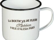 Ambiente Haus Tasse Becher DE FLEUR aus Emaille in Antikweiß