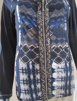 NEU mit ETIKETT * Silber * Glitzer * Swarovski * Strass * Perlen * Kristalle * Stickerei * Longsleeve * Langarm * T- Shirt * Jäckchen * Cardigan "BIBA by ESCADA" Gr. 38- 40/ S- M * dunkel- blau * grau * - Riedlingen