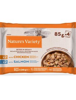 Nature's Variety Bites in Soße zum Sonderpreis! - Mixpaket mit Huhn und Lachs 88 x 85 g