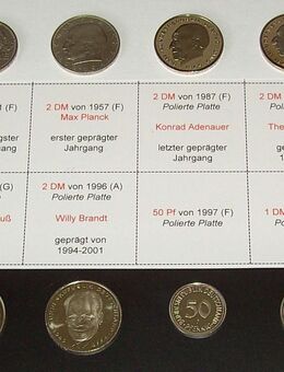12 ausgewählte DM-Münzen von 1950 bis 1997 - Bamberg