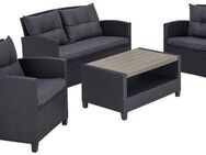 KONIFERA Gartenlounge-Set St. Tropez, (Set, 11-tlg., 1x2er Sofa, 2x Sessel,1x Tisch 90x55x42,5cm, inkl. Auflagen), Polyrattan, Stahl, Ablage unter dem Tisch, Balkonset, Loungeset